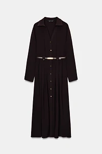 BELTED MIDI SHIRTDRESS