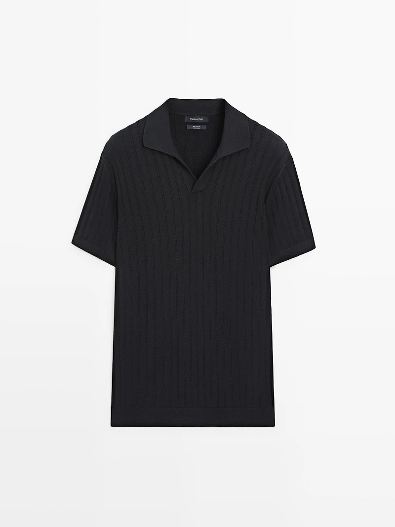 Cable-knit polo sweater