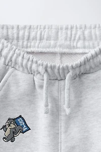 EMBROIDERED ANIMAL PLUSH JOGGERS
