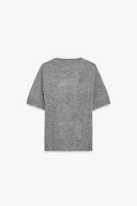 100% WOOL SHORT SLEEVE SWEATER
