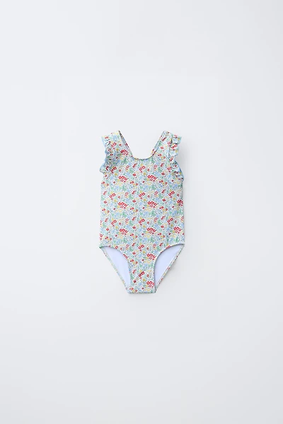 1-6 YEARS/ RUFFLED FLORAL SWIMSUIT