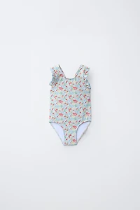 1-6 YEARS/ RUFFLED FLORAL SWIMSUIT