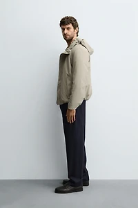 RUBBERIZED EFFECT PARKA WITH HOODIE