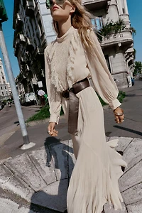 ROBE MIDI DENTELLE CEINTURE