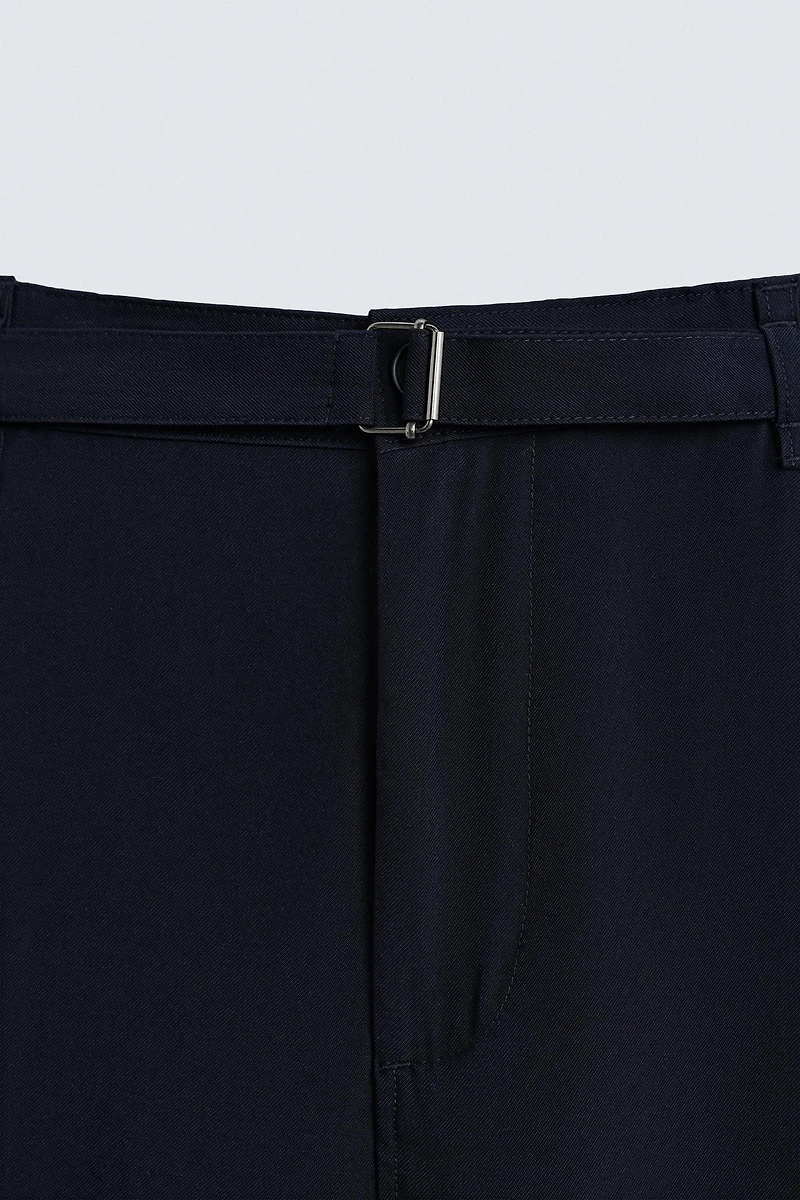 RELAXED FIT BELTED PANTS