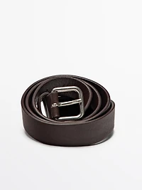 Ceinture boucle carrée en cuir nappa