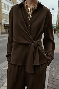 KNOTTED CREPE SHIRT