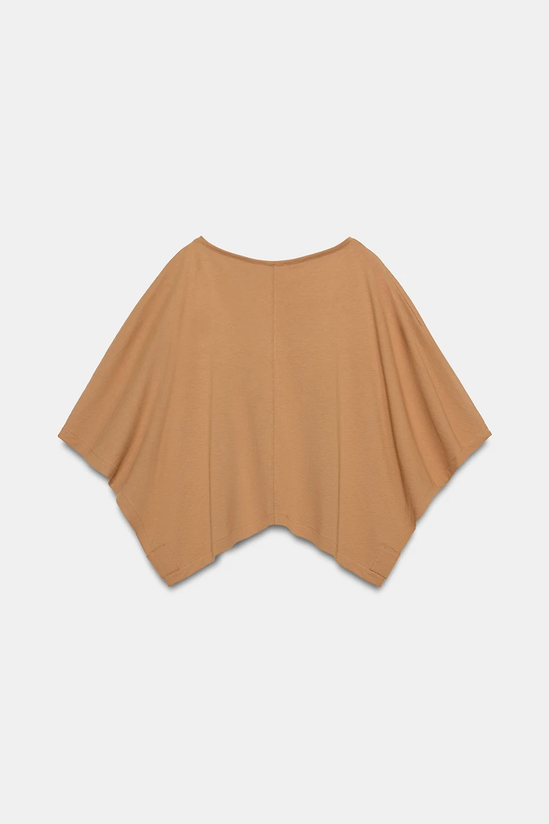 COTTON CAPE-SLEEVE T-SHIRT