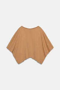 COTTON CAPE-SLEEVE T-SHIRT