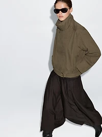 Veste avec ceinture en coton mélangé