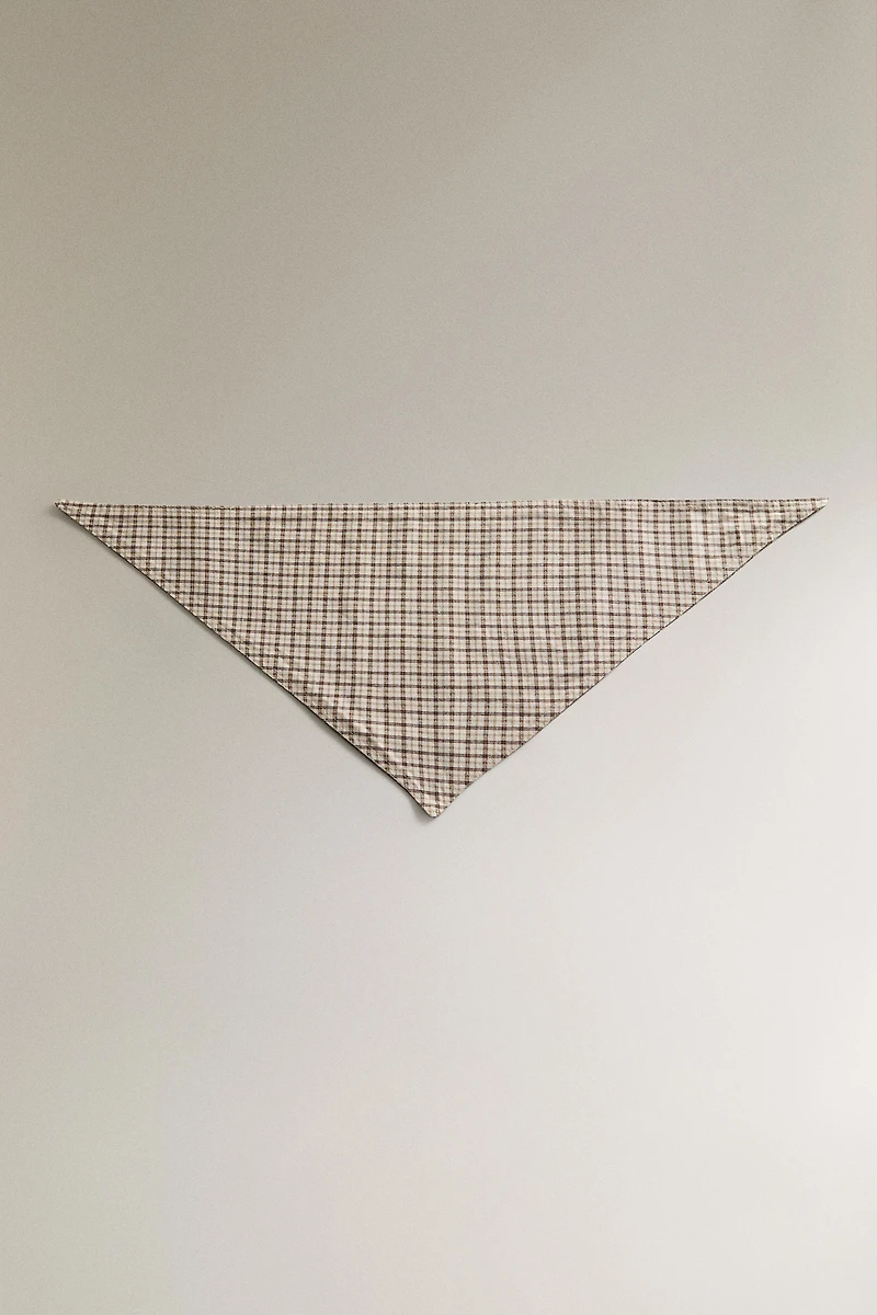 BANDANA COTON LIN CARREAUX ANIMAUX DE COMPAGNIE