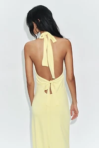 TIED HALTER MIDI DRESS