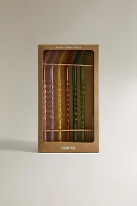 COLOURED BOROSILICATE GLASS STRAW PACK (PACK OF 6)