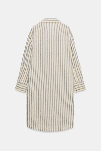 ZW COLLECTION 100% LINEN STRIPED SHIRT DRESS