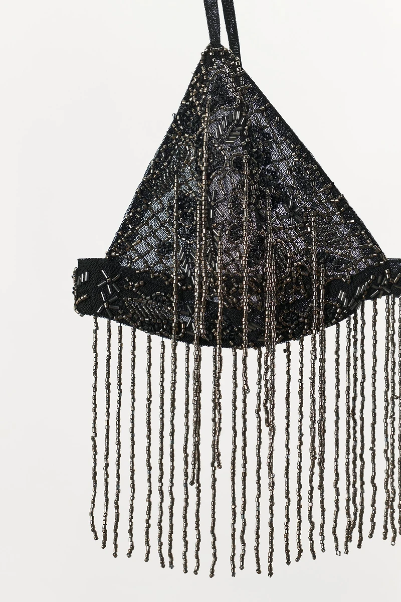 BEADED FRINGE BRA