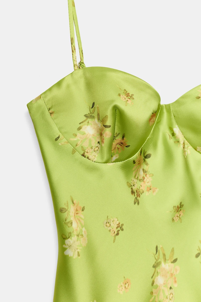 FLORAL SATIN MINI DRESS