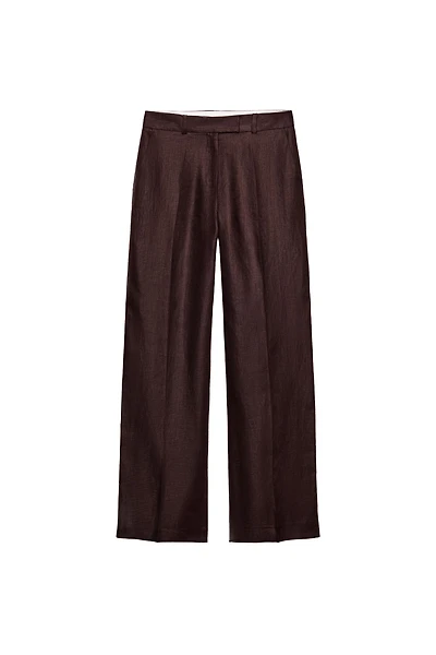 100% LINEN STRAIGHT LEG PANTS