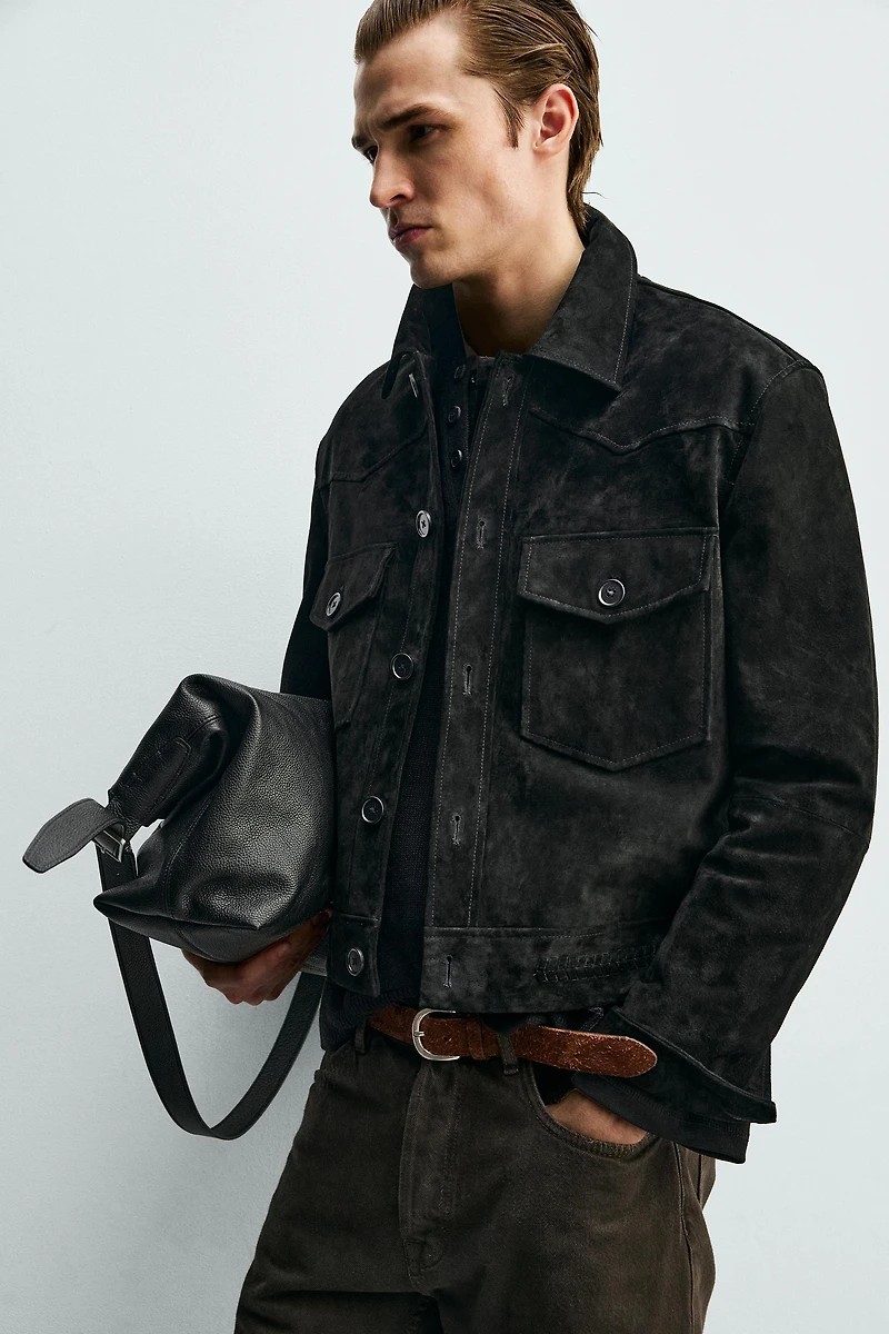 BLOUSON COURT EN DAIM