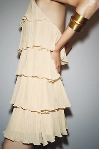 RUFFLED HALTER DRESS