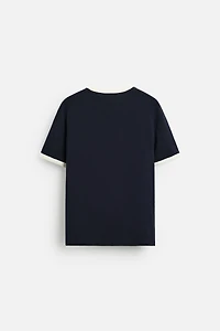 BASIC CONTRAST RIBBED T-SHIRT