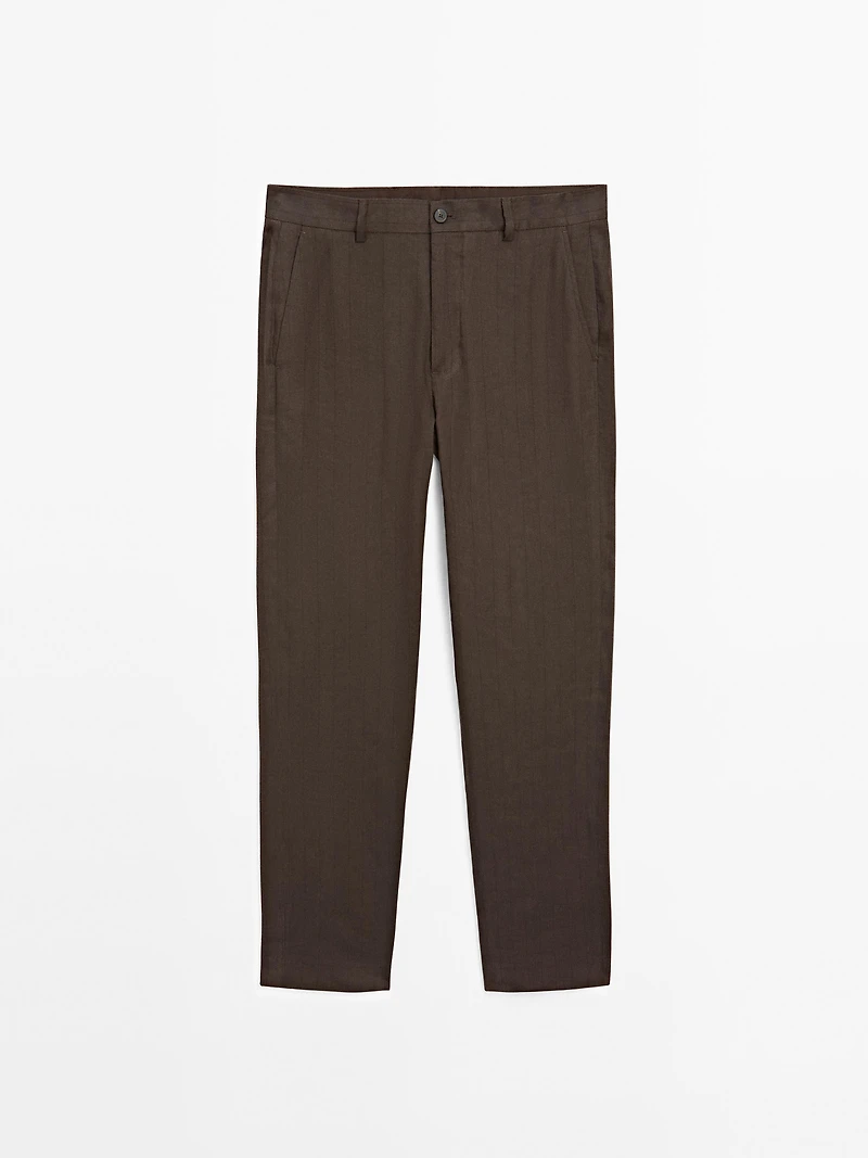 Straight-leg pinstripe trousers