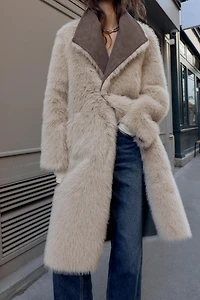 MANTEAU RÉVERSIBLE DOUBLE FACE EFFET FOURRURE