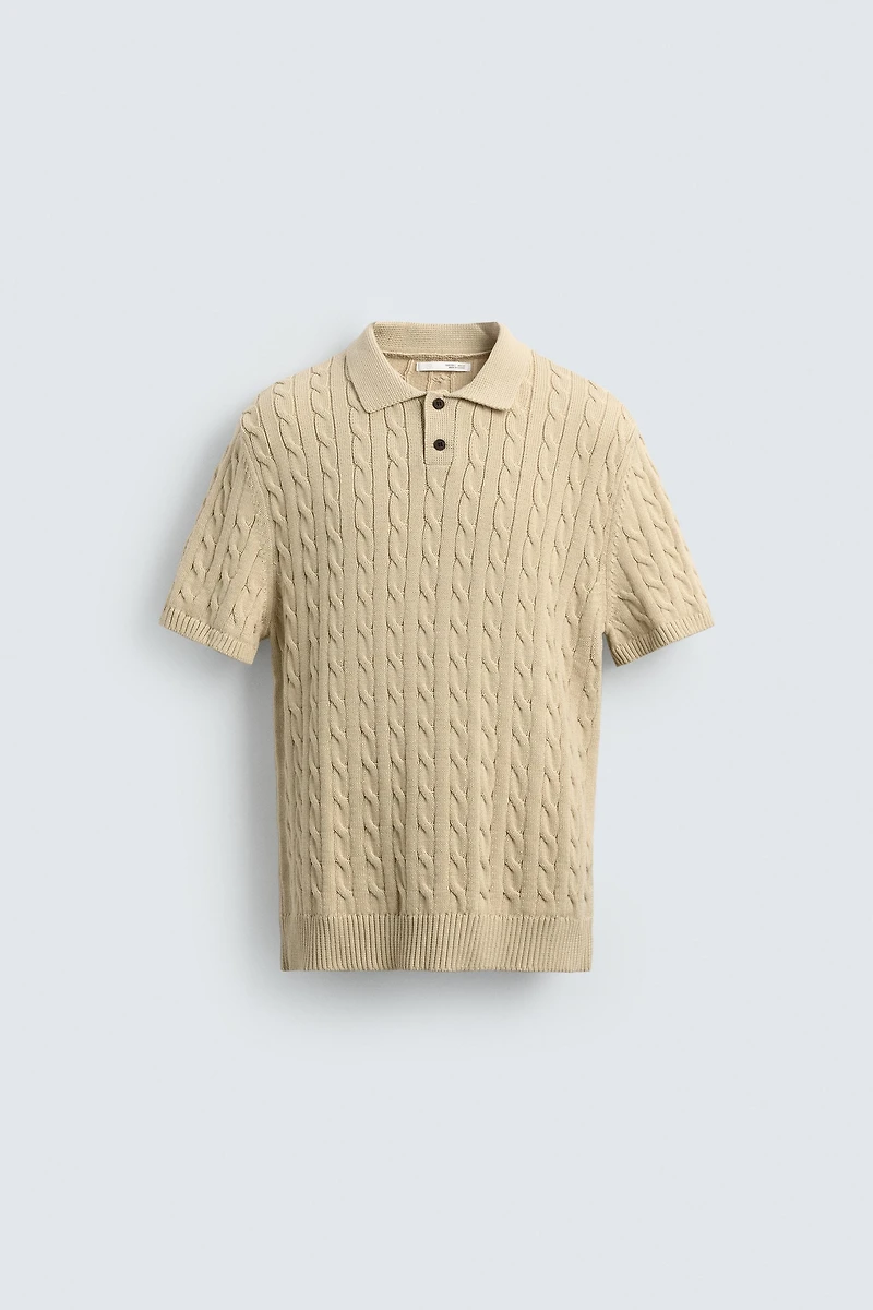 BRAIDED TEXTURED KNIT POLO