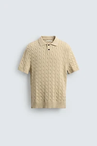 BRAIDED TEXTURED KNIT POLO