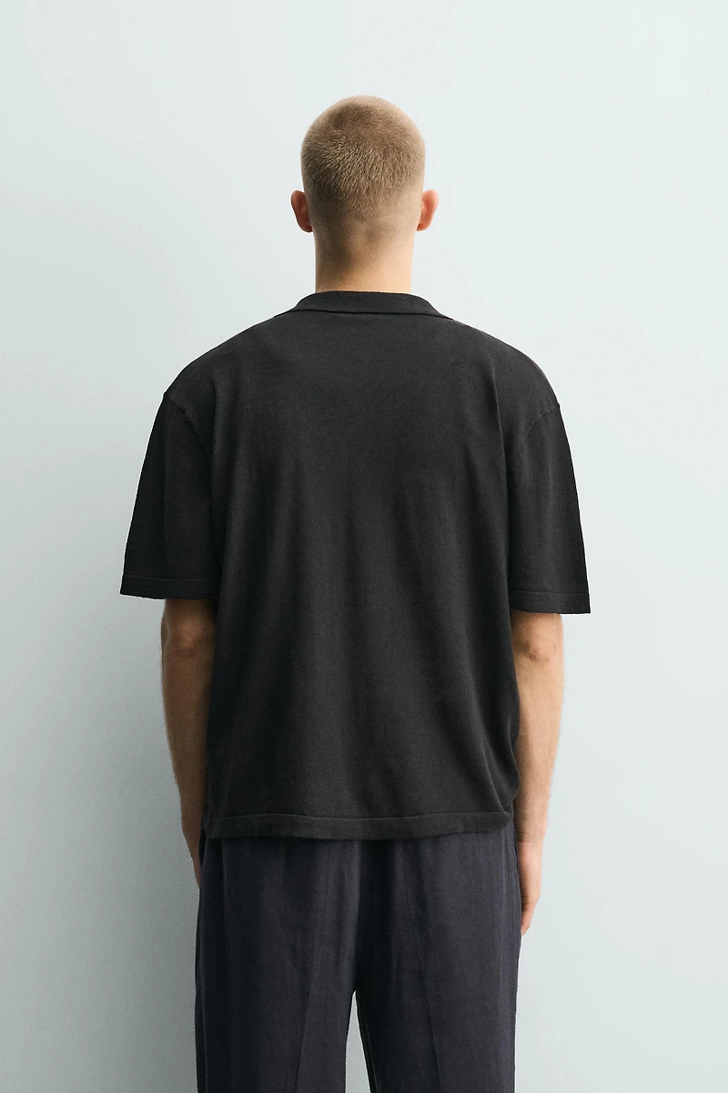 LINEN COTTON BLEND KNIT SHIRT