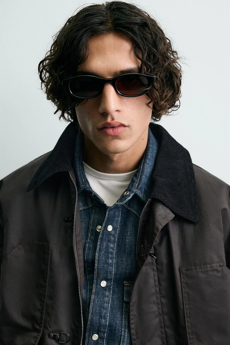 WAXED FINISH COMBINATION COLLAR JACKET