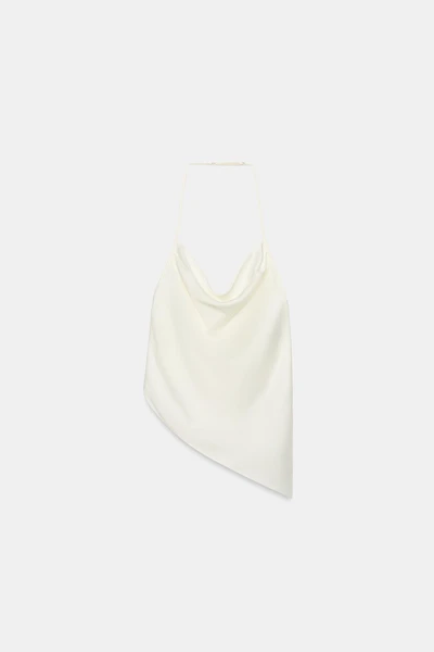 SATIN-EFFECT HALTER TOP