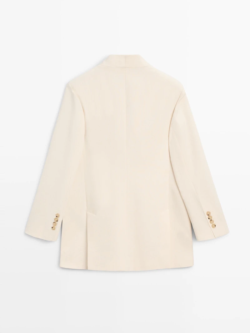 High neck satin blazer