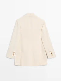 High neck satin blazer