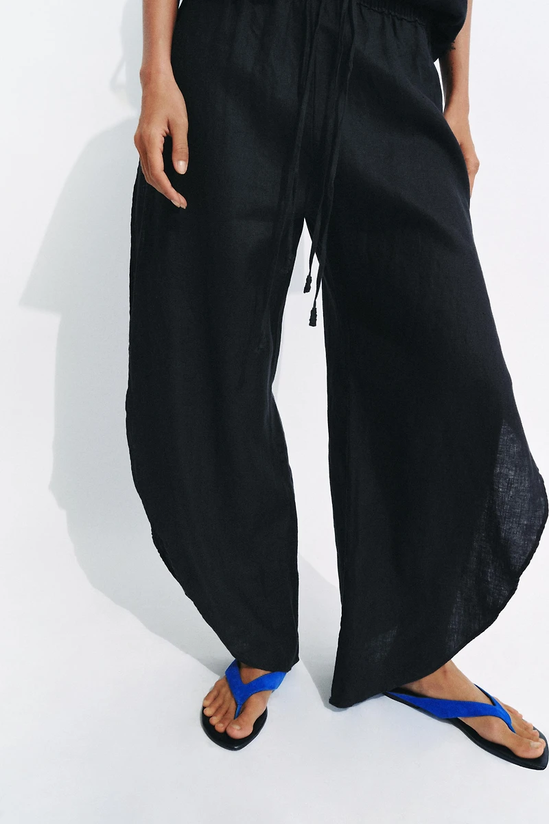 100% LINEN PANTS WITH SIDE VENTS ZW COLLECTION