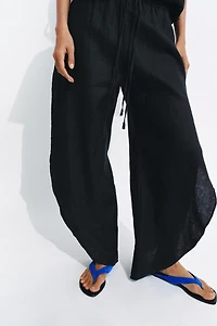 100% LINEN PANTS WITH SIDE VENTS ZW COLLECTION