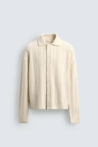 CABLE KNIT TEXTURED CARDIGAN