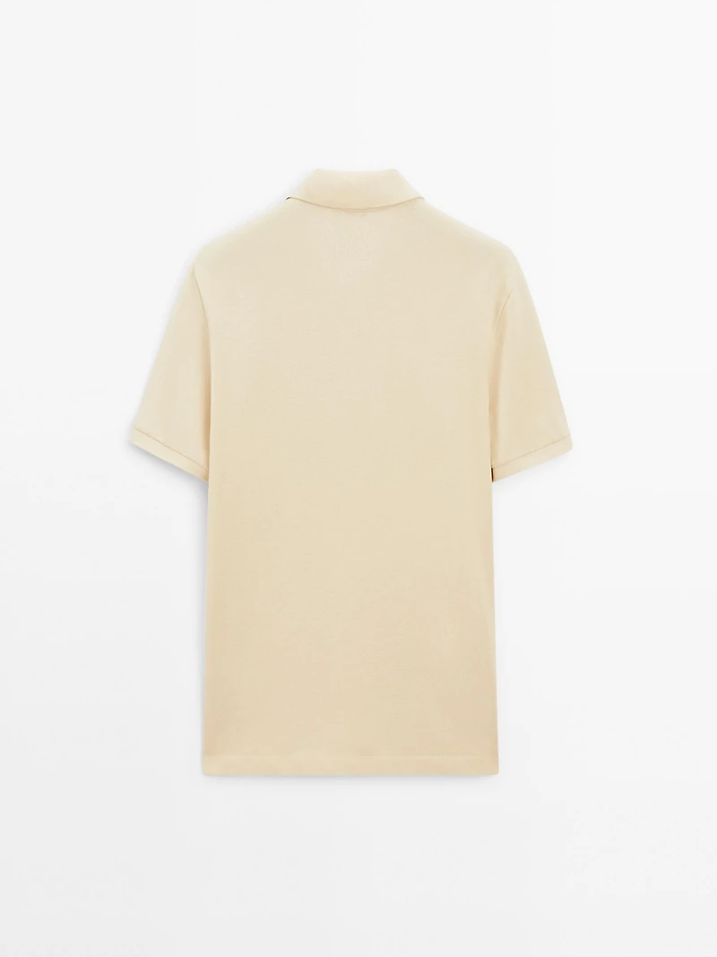 Micro textured piqué cotton polo shirt