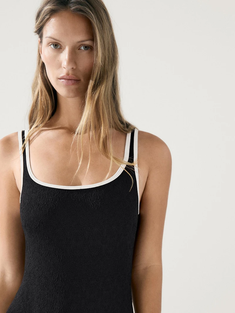 Contrast textured swimsuit