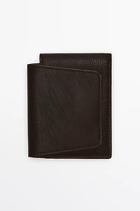 Portefeuille à rabat en cuir nappa