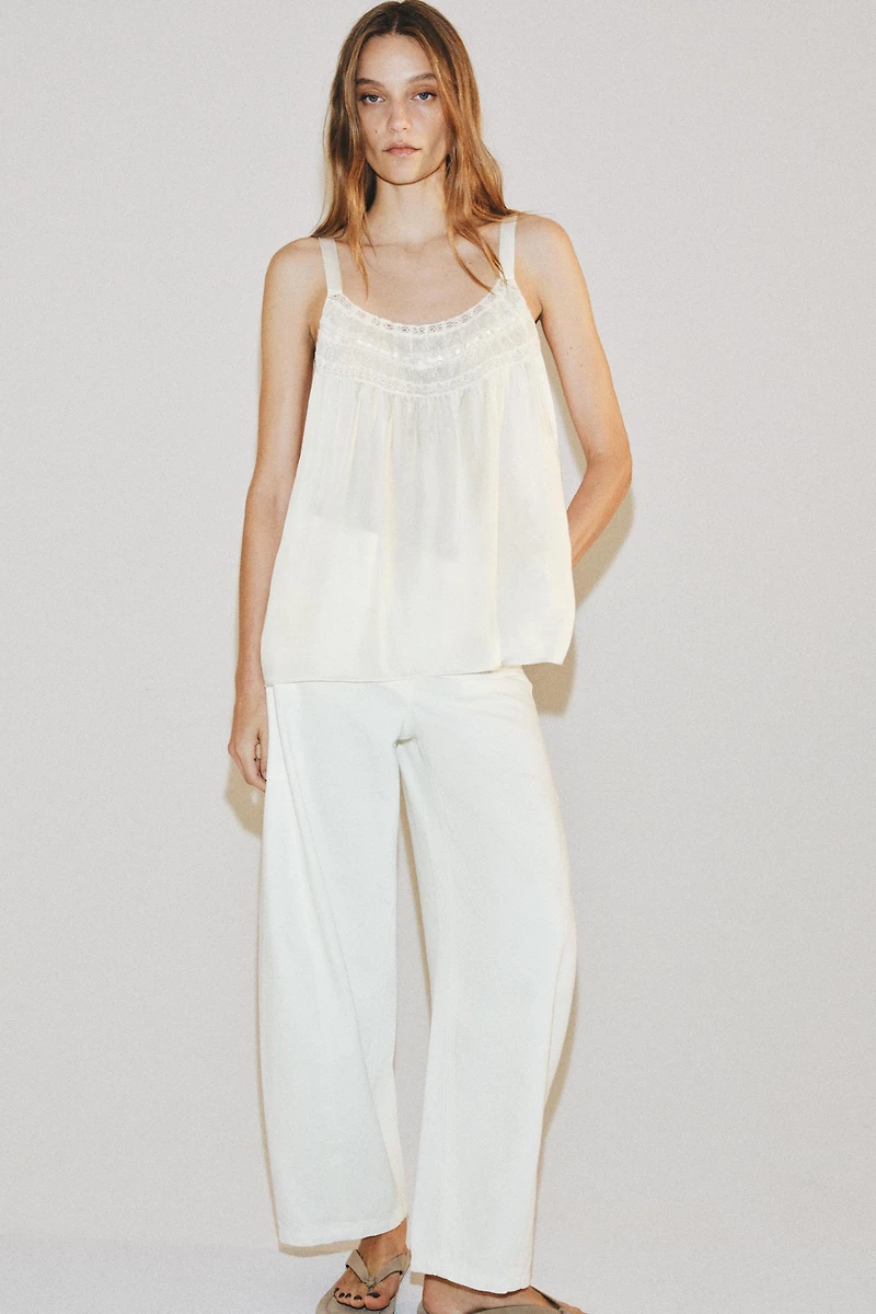 ZW COLLECTION LACE SATIN EFFECT TOP