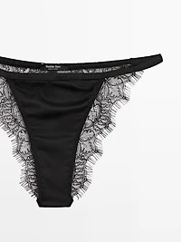 Silk blend briefs with lace detail