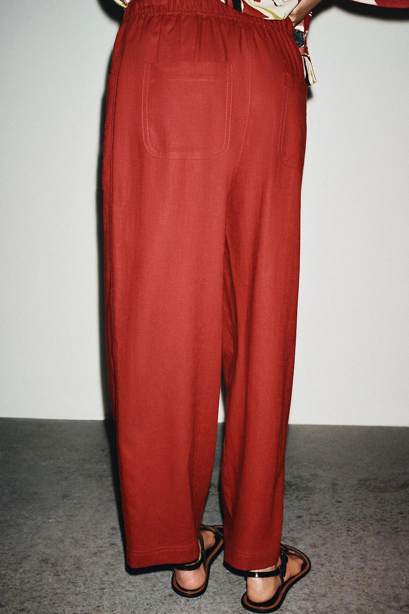 LINEN BEADED DRAWSTRING PANTS