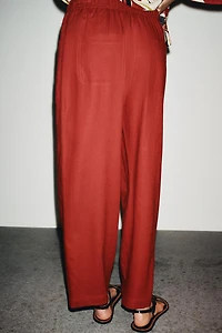 LINEN BEADED DRAWSTRING PANTS