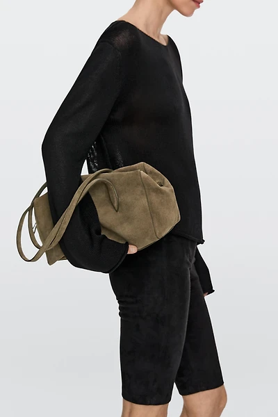 Split leather west satchel bag