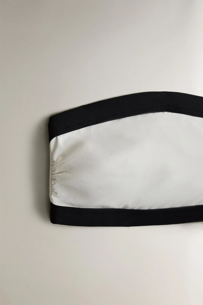 PLAIN CONTRAST BAND BANDEAU BEACH BIKINI TOP