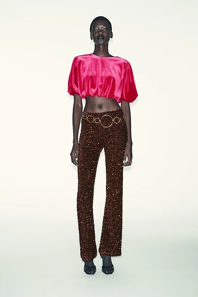 FLARE VELVET SEQUIN LEGGINGS