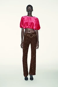 LEGGING FLARE EN VELOURS ET PAILLETTES