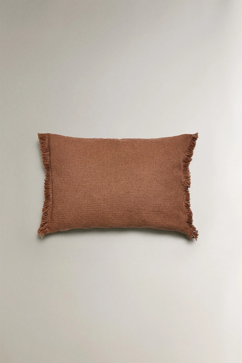 FRINGED THROW PILLOW COVER