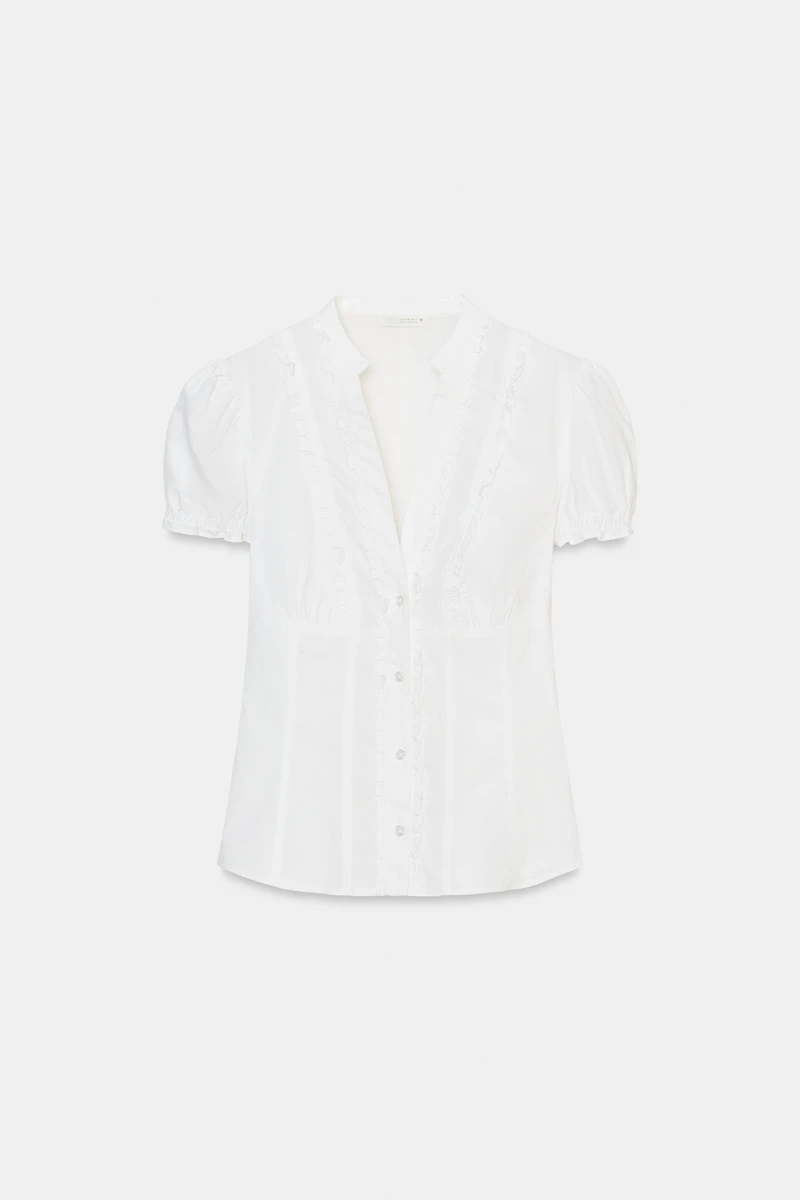 RUFFLED POPLIN SHIRT