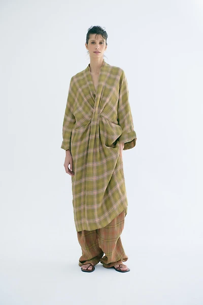 ROBE EN LIN À CARREAUX ZW COLLECTION